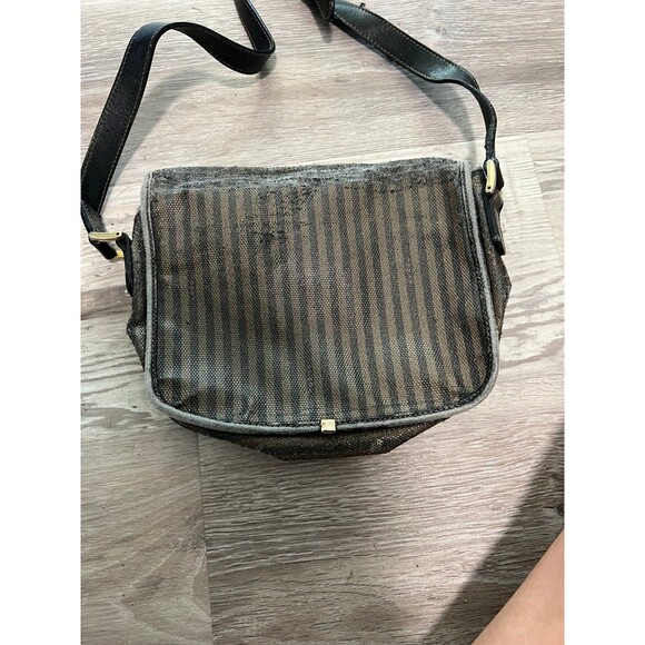 Vintage Authentic FENDI striped Crossbody Purse Small worn as is - Picture 5 of 9